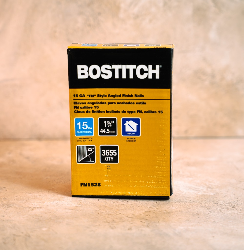 Bostitch 1-3/4 inch 15 gauge 25 degree FN style angled finish nails 3655 count box