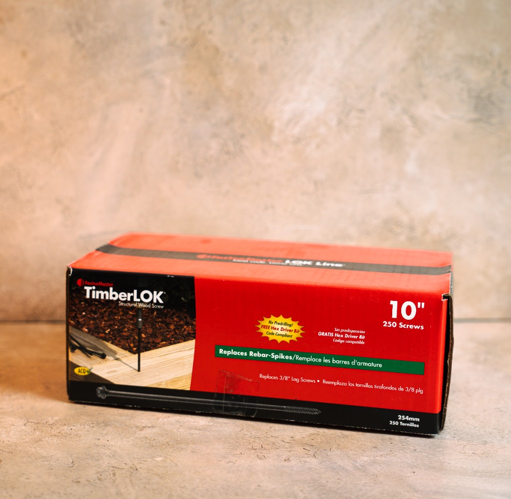 FastenMaster TimberLOK 10 inch structural wood screw 250 count contractor box
