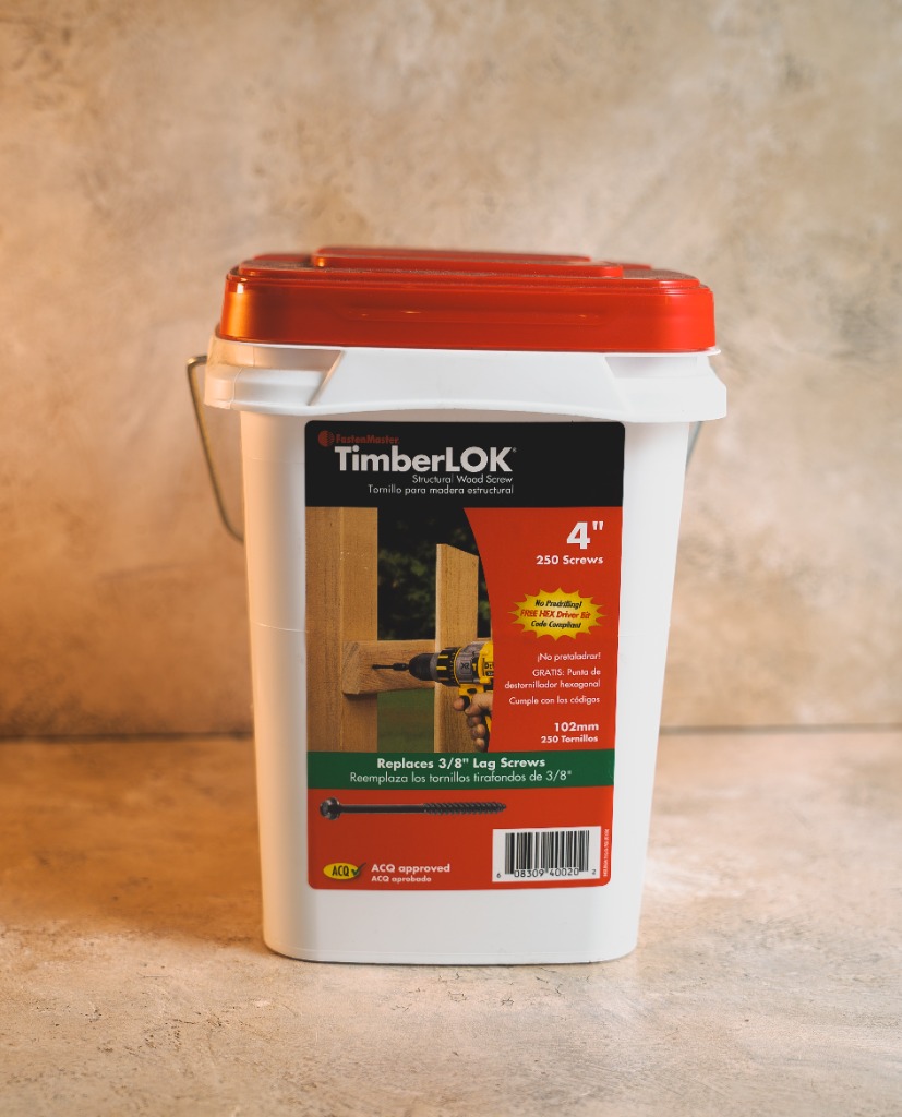 FastenMaster TimberLOK 4 inch structural wood screw 250 pcs bucket