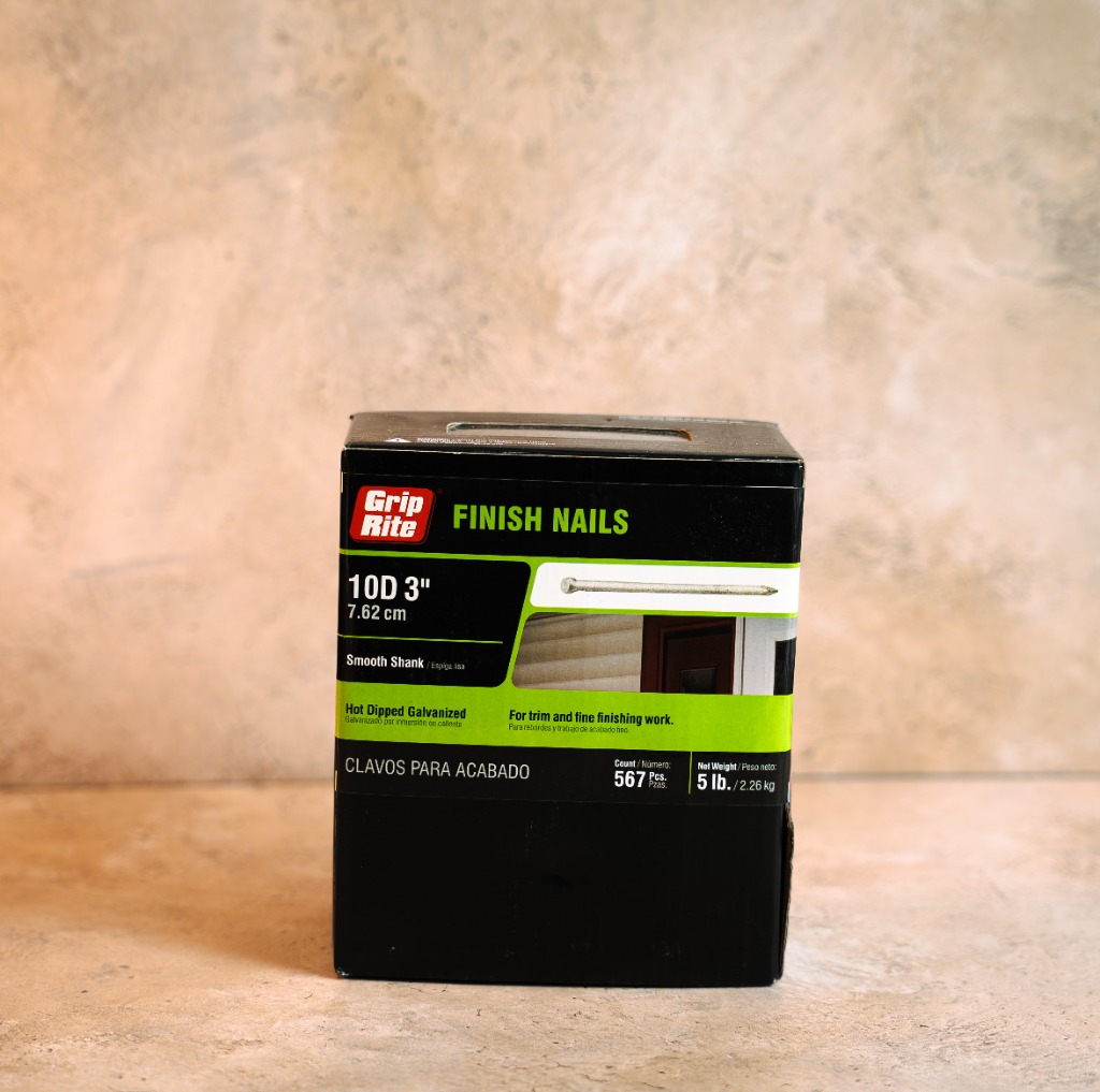 Grip-Rite 10D 3 inch hot dipped galvanized finish nails 5 lb box 567 pcs