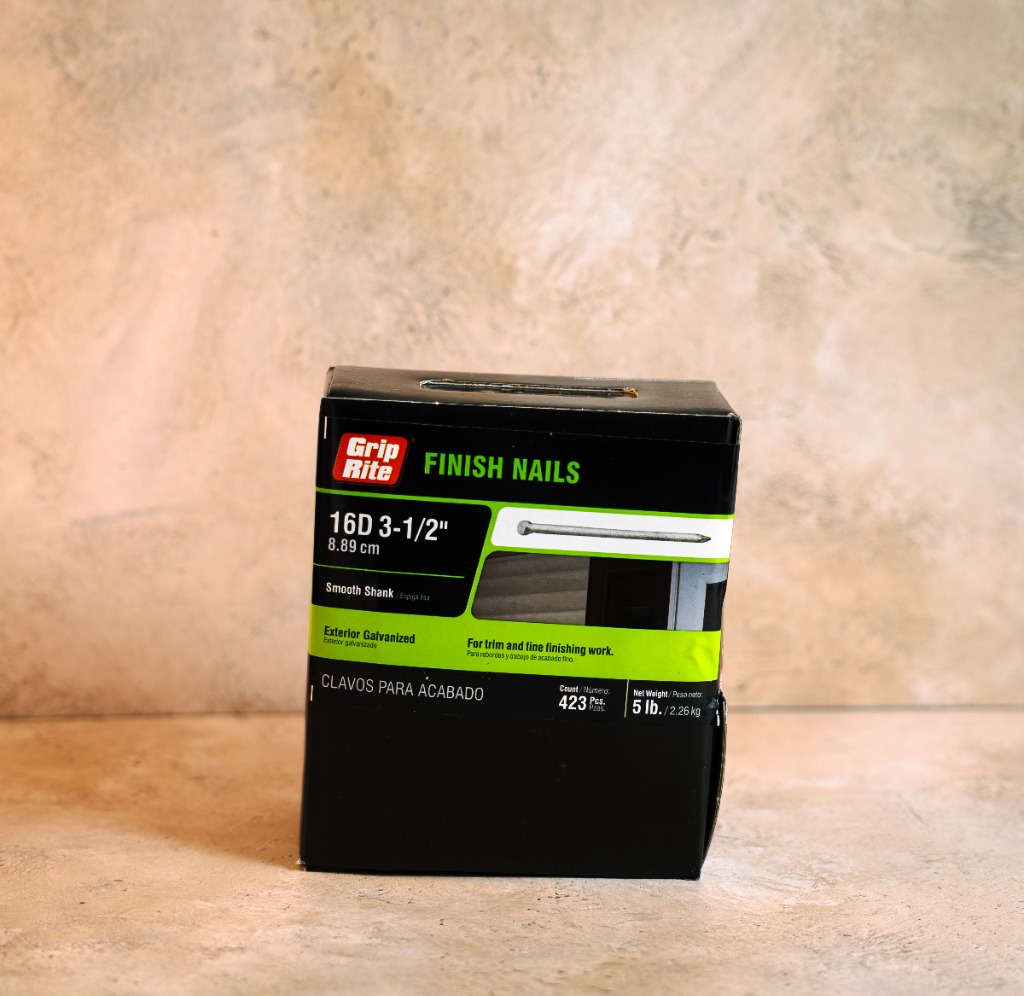 Grip-Rite 16D 3-1/2 inch exterior galvanized finish nails 5 lb box 423 pcs